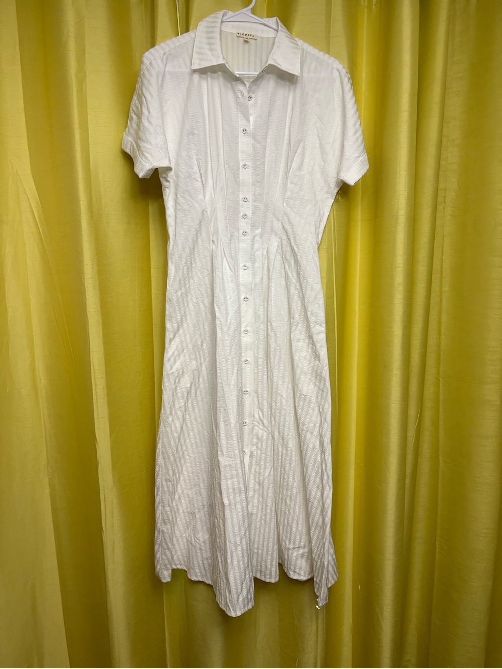 JODIFL White Button-Front Midi Shirt Dress